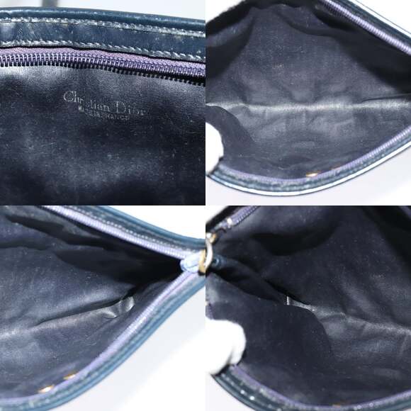 DIOR Trotter Canvas Shoulder Bag Navy Gold - Picture 11 of 11